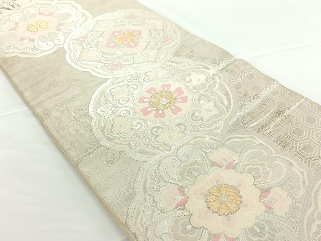 平和屋着物◎西陣 服部織物謹製 六通柄袋帯 花文 金銀糸 正絹 逸品 AAAN9917jh