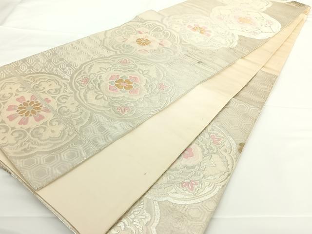 平和屋着物◎西陣 服部織物謹製 六通柄袋帯 花文 金銀糸 正絹 逸品 AAAN9917jh