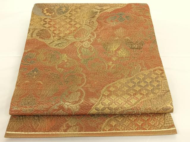 平和屋着物◎六通柄袋帯 道長正倉院花文 金糸 正絹 逸品 AAAN9922jh
