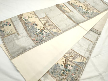 平和屋着物◎六通柄袋帯 牡丹に雉子文 金銀糸 引箔 正絹 逸品 AAAO0157ru