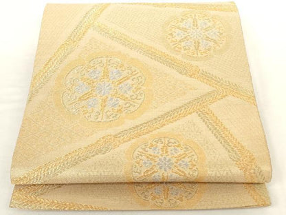平和屋着物◎六通柄袋帯 正倉院花文 金糸 正絹 逸品 AAAO0186ru