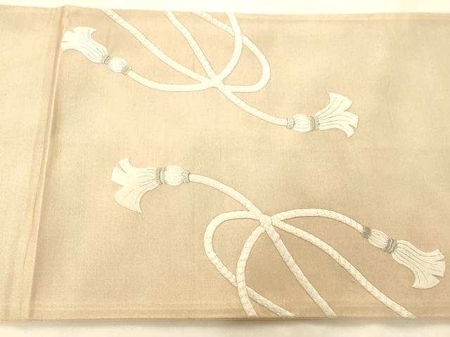 平和屋着物◎太鼓柄袋帯 駒刺繍 総刺繍 鏡裏文 銀糸 正絹 逸品 AAAO1004fw
