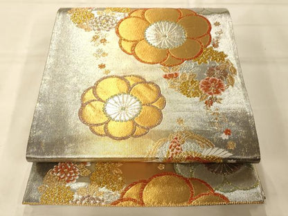平和屋着物◎六通柄袋帯　唐織　花鳥丸文　金銀糸　正絹　逸品　AAAO1018fw