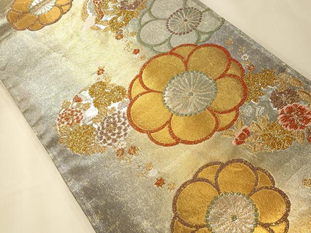 平和屋着物◎六通柄袋帯　唐織　花鳥丸文　金銀糸　正絹　逸品　AAAO1018fw