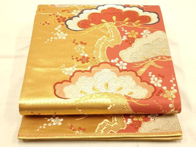 平和屋着物◎慶金錦 六通柄袋帯 唐織 枝花文 梅 松 金銀糸 正絹 逸品 AAAO1048fw