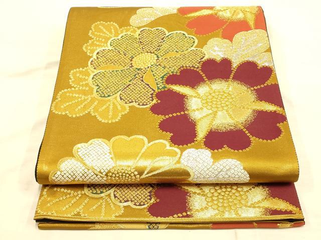平和屋着物◎六通柄袋帯 草花文 金銀糸 正絹 逸品 AAAO1050fw