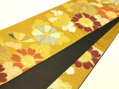 平和屋着物◎六通柄袋帯 草花文 金銀糸 正絹 逸品 AAAO1050fw