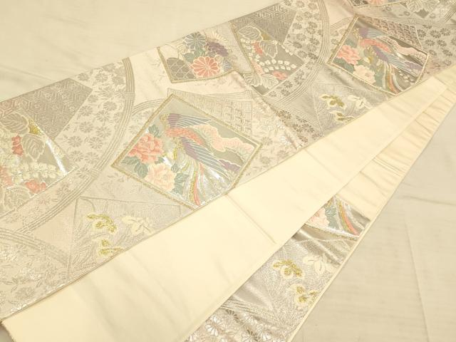 平和屋着物◎六通柄袋帯 吉祥色紙文 プラチナ二重箔 正絹 逸品 AAAO1057fw