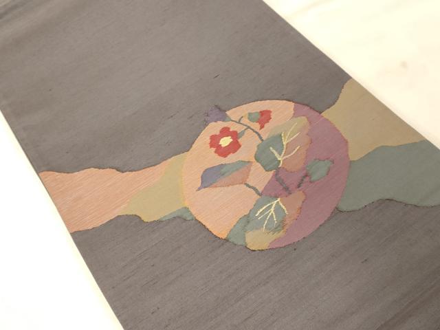 平和屋着物◎太鼓柄袋帯　すくい織　枝花丸文　金糸　正絹　逸品　AAAO1104fw