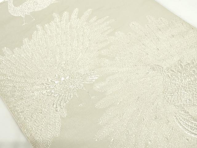 平和屋着物◎六通柄袋帯　孔雀文　銀糸　正絹　逸品　AAAO1635ru