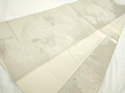 平和屋着物◎六通柄袋帯　孔雀文　銀糸　正絹　逸品　AAAO1635ru