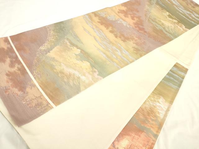 平和屋着物◎六通柄袋帯　風景文　金糸　正絹　逸品　AAAO1637ru