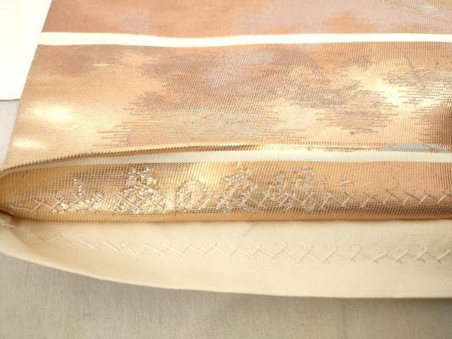 平和屋着物◎六通柄袋帯　風景文　金糸　正絹　逸品　AAAO1637ru
