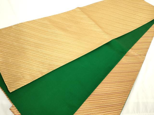 平和屋着物◎全通柄袋帯 斜縞 金糸 正絹 逸品 AAAO1656ru