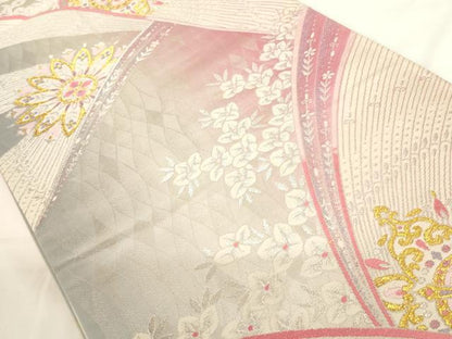平和屋着物◎六通柄袋帯 唐織 正倉院花文 金銀糸 正絹 逸品 AAAO1662ru