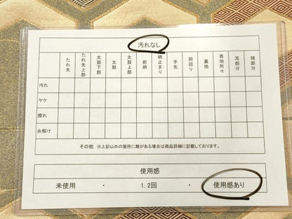 平和屋着物◎六通柄袋帯 雲取り亀甲文 金糸 正絹 逸品 AAAO1911ru