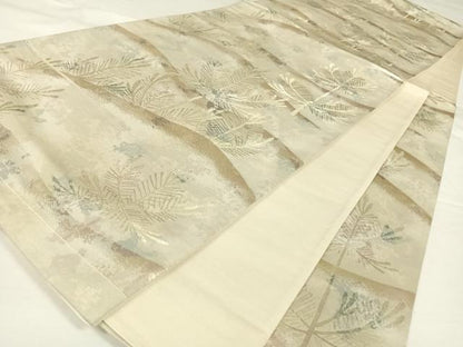 平和屋着物◎六通柄袋帯 松葉文 引箔 正絹 逸品 AAAO1984wt