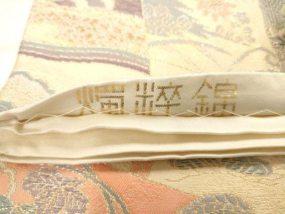平和屋着物◎六通柄袋帯 燭粹錦 文箱草花文 金銀糸 正絹 逸品 AAAO2083jz