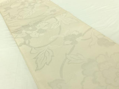 平和屋着物◎六通柄 本袋帯 草花文 銀糸 正絹 逸品 AAAO2521jh
