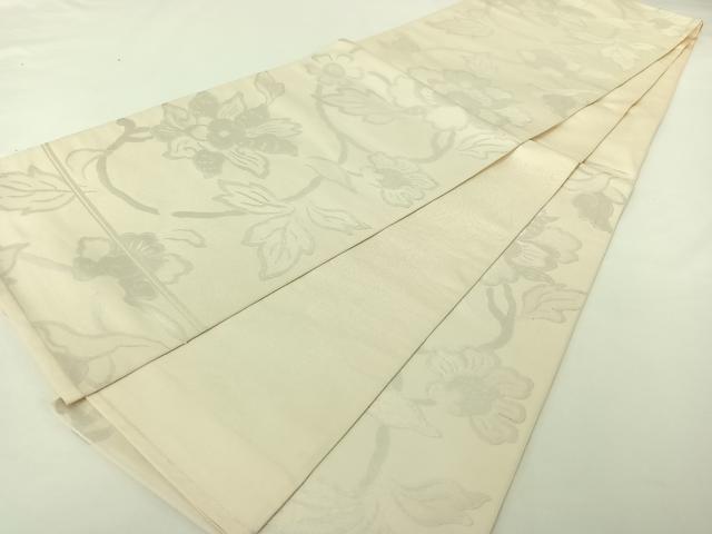 平和屋着物◎六通柄 本袋帯 草花文 銀糸 正絹 逸品 AAAO2521jh