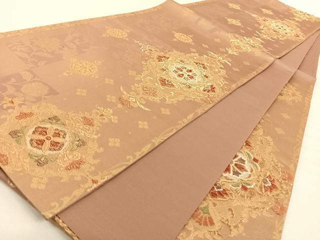 平和屋着物◎六通柄袋帯　郷愁のつどい　正倉院花文　金銀糸　正絹　逸品　AAAO2973wt
