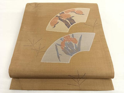平和屋着物◎六通柄袋帯 地紙草花文 正絹 逸品 AAAO2975wt
