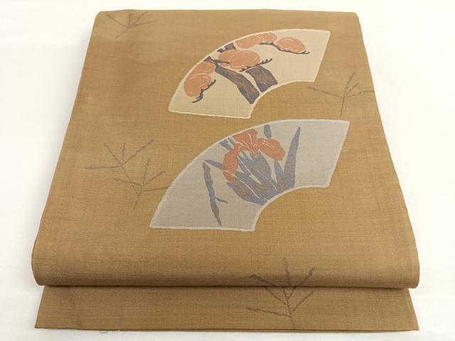 平和屋着物◎六通柄袋帯 地紙草花文 正絹 逸品 AAAO2975wt