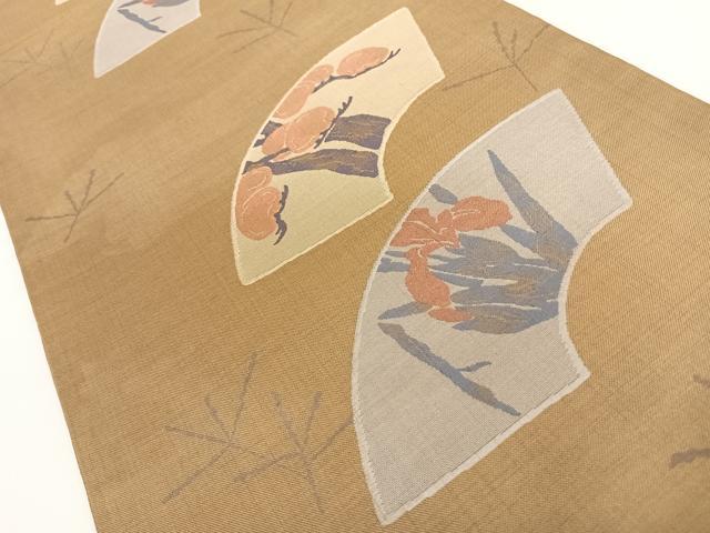 平和屋着物◎六通柄袋帯 地紙草花文 正絹 逸品 AAAO2975wt