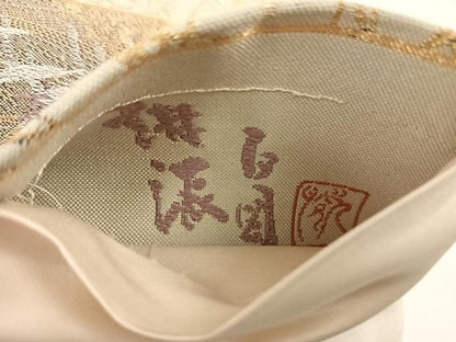 平和屋着物◎六通柄袋帯 色紙飛鶴花文 金銀糸 正絹 逸品 AAAO2979wt