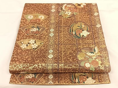 平和屋着物◎両面六通柄袋帯　慶長華小袖　金糸　引箔　正絹　逸品　AAAO2982wt