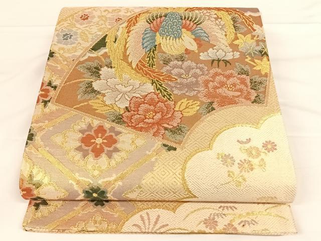 平和屋着物◎西陣 佐賀錦 六通柄袋帯 地紙鳳凰花文 金糸 証紙付き 正絹 逸品 AAAO2986wt