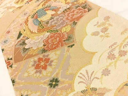 平和屋着物◎西陣 佐賀錦 六通柄袋帯 地紙鳳凰花文 金糸 証紙付き 正絹 逸品 AAAO2986wt