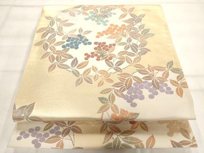 平和屋着物◎六通柄袋帯 草花丸文 引箔 正絹 逸品 AAAO3085jz