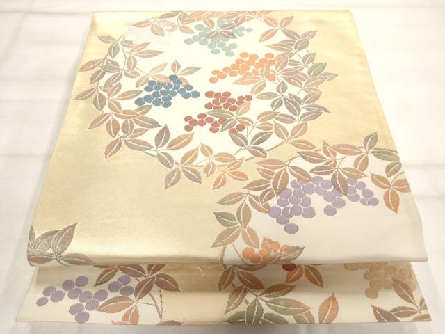 平和屋着物◎六通柄袋帯 草花丸文 引箔 正絹 逸品 AAAO3085jz