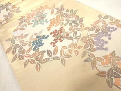 平和屋着物◎六通柄袋帯 草花丸文 引箔 正絹 逸品 AAAO3085jz