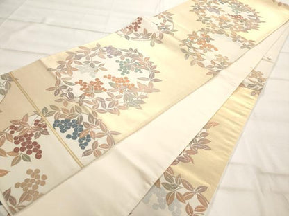 平和屋着物◎六通柄袋帯 草花丸文 引箔 正絹 逸品 AAAO3085jz