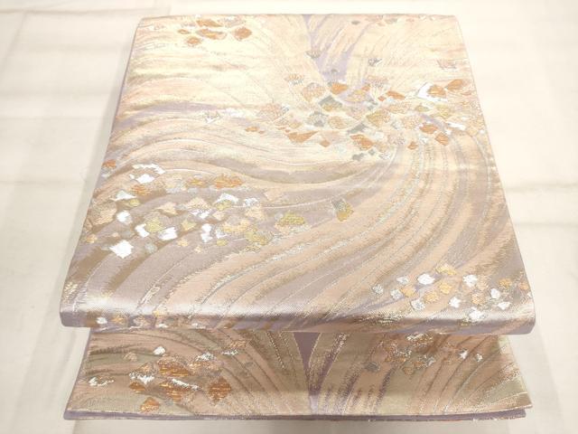 平和屋着物◎六通柄袋帯　流水箔散らし文　金銀糸　正絹　逸品　AAAO3128jz