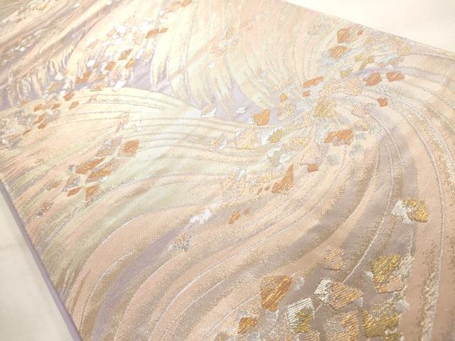 平和屋着物◎六通柄袋帯　流水箔散らし文　金銀糸　正絹　逸品　AAAO3128jz