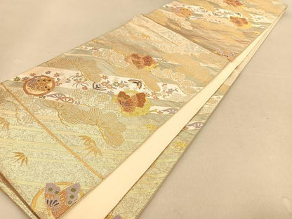 平和屋着物◎六通柄袋帯 吉祥花蝶文 金銀糸 正絹 逸品 AAAO3363ey
