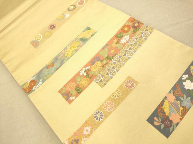 平和屋着物◎六通柄袋帯　横段吉祥文　金糸　正絹　逸品　AAAO3568fw