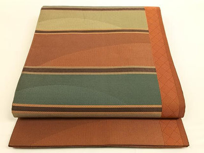 平和屋着物◎全通柄袋帯 横段文 正絹 逸品 AAAO3715ey