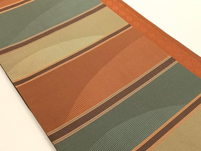平和屋着物◎全通柄袋帯 横段文 正絹 逸品 AAAO3715ey
