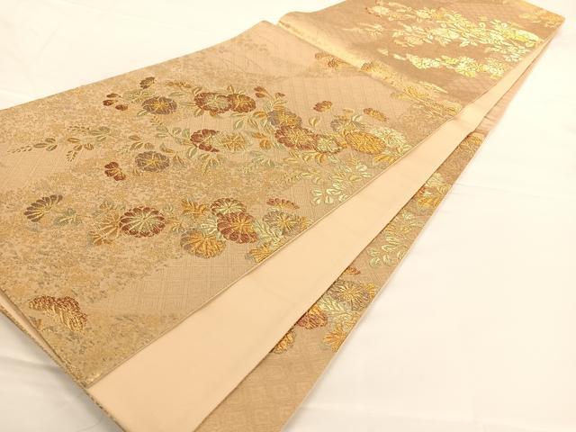 平和屋着物◎六通柄袋帯 草花文 金糸 正絹 逸品 AAAO3718ey