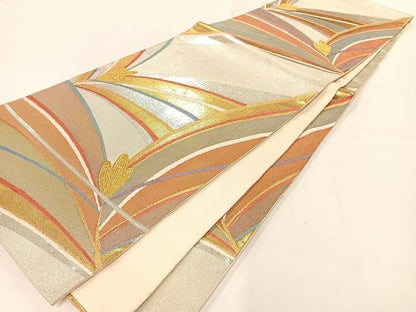 平和屋着物◎六通柄袋帯 松文 金銀糸 正絹 逸品 AAAO3725ey