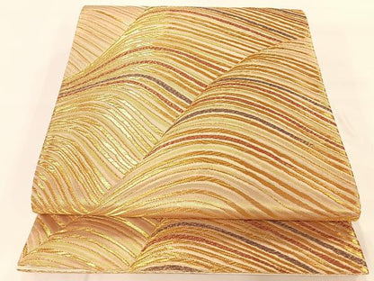 平和屋着物◎六通柄袋帯 立波文 金糸 正絹 逸品 AAAO3728ey
