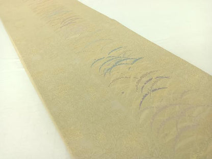 平和屋着物◎六通柄袋帯 雪芝間道 金糸 正絹 逸品 AAAO4788jh
