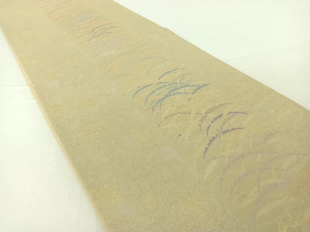 平和屋着物◎六通柄袋帯 雪芝間道 金糸 正絹 逸品 AAAO4788jh