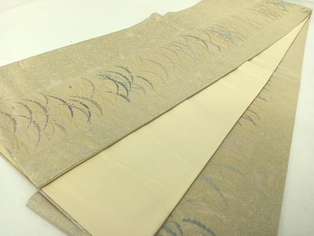 平和屋着物◎六通柄袋帯 雪芝間道 金糸 正絹 逸品 AAAO4788jh