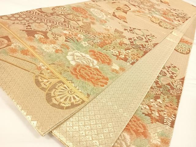 平和屋着物◎佐賀錦 六通柄袋帯 束ね熨斗吉祥文 金糸 正絹 逸品 AAAO4877wt