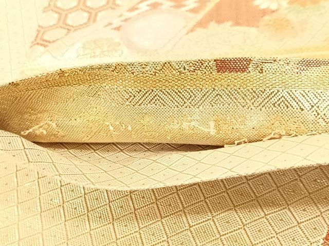 平和屋着物◎佐賀錦 六通柄袋帯 束ね熨斗吉祥文 金糸 正絹 逸品 AAAO4877wt